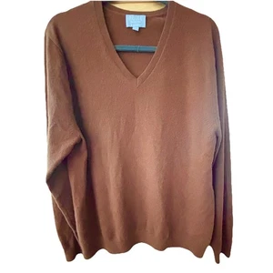Pure Collection Men’s 100% Cashmere Sweater Rust Brown Sz Lg - Picture 1 of 4