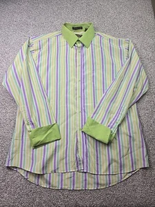 Henri Picard Shirt Mens 17.5 34/35 Striped Long Sleeve Single Needle Tailoring - Picture 1 of 16