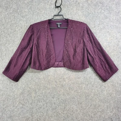 Chaqueta R&M Richards Mujer 22W Púrpura Cuentas Arrugado Bolero Encogerse de hombros Formal Foto 1 de 4