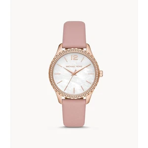 NWT Michael Kors Women Layton Three-Hand Powder Blush Leather Watch-38mm/OS - Imagen 1 de 1