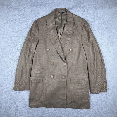 Blazer Polo Ralph Lauren Para Hombres 46 Marrón Glen Lana a Cuadros Doble Pecho Italia Foto 1 de 4