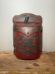 Christmas North Pole Post Box, Tin Display Mailbox, Rustic Decor, Creative Co-Op - Picture 1 of 10