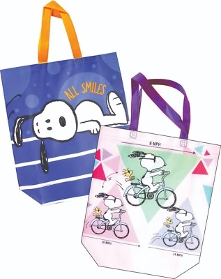НАБОР 2 ИЗ 2 ЛИЦЕНЗИРОВАННЫХ SNOOPY 13,5 x 13,5 x 4,50» многоразовые сумки или подарочные сумки - Изображение 1 из 3