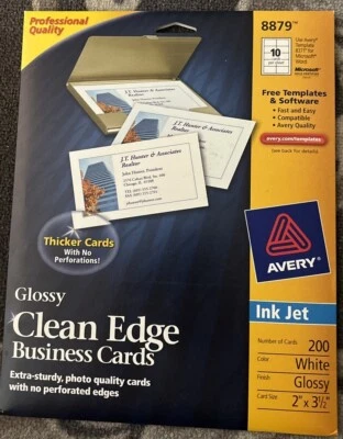 Avery Clean Edge Printable Business Cards 2" x 3-1/2", White, 200 Cards (8879) - Image 1 of 2