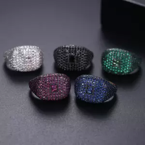 Hip Hop Punk Full Diamond Zircon Opening Adjustable Ring Gold Plated Jewelry US - Picture 1 of 13