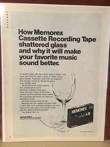 1970 MEMOREX Cassette Recording Tape Shatters Glass Ad - Picture 1 of 1