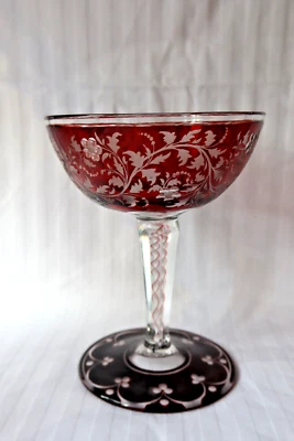 Antique Jugendstil Josephinenhutte large crystal glass pedestal bowl c 1900 - Image 1 of 4