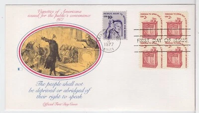 TurtlesTradingPost- Freedom to Speak 2 Cent 1977 #1582 FDC Fleetwood Cachet - Image 1 of 2