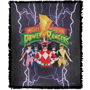 Power Rangers Blanket, 50"x60" Lighting Rangers Woven Cotton Blend Throw - Picture 1 of 6