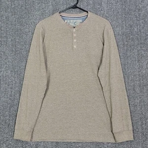 Wetterfester Vintage Henley Pullover Shirt Herren Large Braun Langarmshirt - Bild 1 von 12