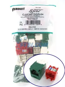 (24-PACK) Panduit CJ5E88TGGR-24 Cat5e Mini-Com Jack Module, Green ~STSI - Picture 1 of 4