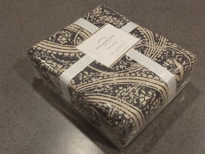 NUEVO RARO 4 PIEZAS Pottery Barn Finley Paisley King Juego de Edredón Gris Antracita LODGE Foto 1 de 4