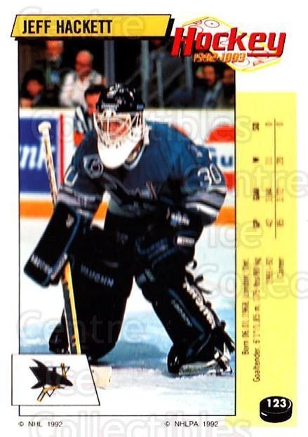 1992-93 Panini Stickers #123 Jeff Hackett - Image 1 of 1