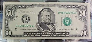 1988 $50 Dollar Bill In AU Condition With Serial Number B 46 46 36 76 A - Picture 1 of 11