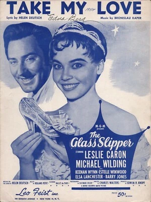 1955 THE GLASS SLIPPER vintage film sheet music "TAKE MY LOVE" with Leslie Caron - Image 1 of 2