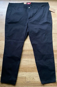Dickies Juniors Mid Rise Stretch Twill Skinny Pants Original 4 Pocket Black 24 - Picture 1 of 5