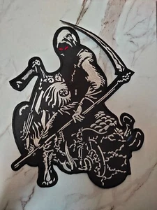Large Grim Reaper Death Scythe Biker Motorcycle Iron On Patch Back Jacket Vest - Picture 1 of 15