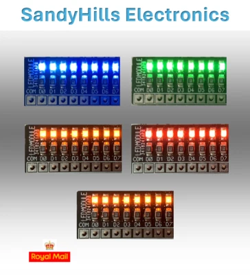 3- 12V 8 Bit LED Blue/Red/Green/Yellow/Orange LED indicator, Solder Practice KIT - Image 1 of 4