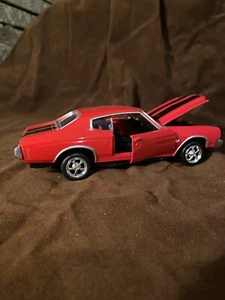 Chevy Chevelle SS 1970 Popak New Ray Red Metal Black Toy Car W/ Open Hood Doors - Picture 1 of 9