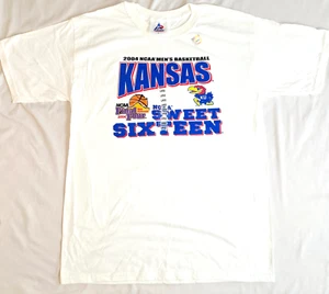 KANSAS JAYHAWKS 2004 Final Four San Antonio LARGE White Shirt - NEW - Picture 1 of 5