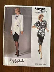 Belleville Sassoon 1833 Patrones de Moda Diseñador Original Talla 12 Sin Cortar NUEVO - Imagen 1 de 3