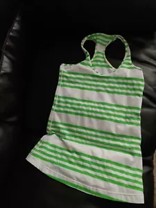 LULULEMON CRB COOL RACERBACK Tank Top 8/10 Ocean Stripe Frond Green White - Picture 1 of 3