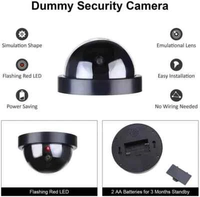 Dummy Camera Fake Security CCTV Dome Camera Flashing Red LED Light Motion Sensor - Image 1 of 4