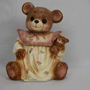 RARE Vintage Teddy Bear Wearing Nightgown with Glass Eyes Cookie Jar, Japan - Picture 1 of 9
