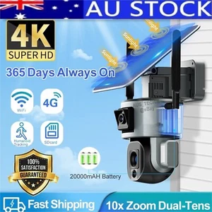 ✅ 4G Sim 4K 8MP Dual Lens Solar Camera 20X Zoom cctv outdoor PTZ Security motion - Picture 1 of 12