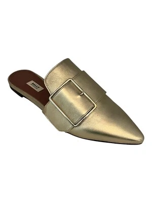 Bally Hamelin 6223284 Feminino Couro Champanhe Fivela Mules MSRP $630 - Imagem 1 de 4