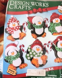 Kit Adorno 6 PINGÜINOS Fieltro y Lentejuelas Diseño Funciona 5308 Navidad - Imagen 1 de 7