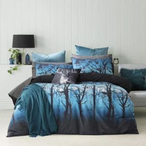 Bianca Woodland Black Duvet Doona Quilt Cover Set Double Queen King Super King - Picture 1 of 12