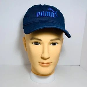 Puma Baseball Cap Denim Embroidered Logo Adjustable Men's Blue New - Picture 1 of 4