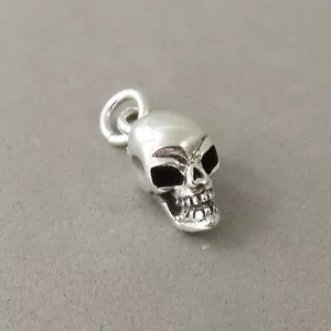 CIONDOLO TESCHIO 3D PICCOLO ARGENTO STERLING .925 NUOVO ciondolo lucido semplice 925 NUOVO MY22 - Foto 1 di 3