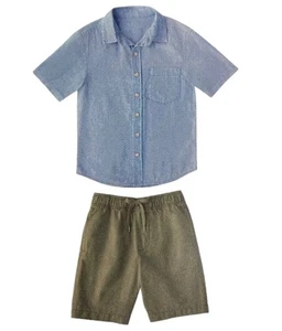 Member's Mark Jungen 2-teiliges kurzärmliges Hemd mit Knopfleiste Kordelzug kurzes Set - Bild 1 von 3