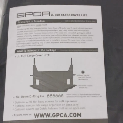 Jeep Wrangler Organizador de Carga GPCA JL 2 puertas Cubierta de Carga Lite Foto 1 de 4