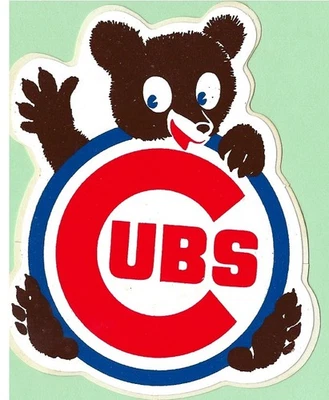 CHICAGO CUBS ~ Pegatina Vintage ~ Bear Cub 3.5" x 4.25" ~ Foto 1 de 2