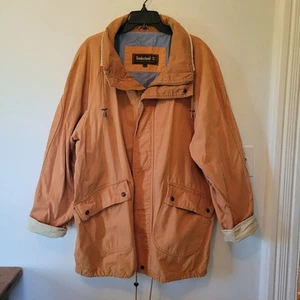 Vintage Timberland Weathergear Sz Large Tan Leather Collar Chore Field Jacket - Picture 1 of 23