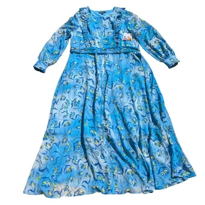 NWT Prabal Gurung X JCPenney Dress Floral Maxi Ruffle Blue Boho Cottage Women 2X - Image 1 of 4