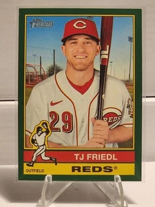 2025 Topps Heritage - High Number SP T.J. Friedl #491 Dark Green Border - Imagen 1 de 2