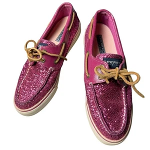 Sperry Pink Glitter Topsider Bahama Raspberry Shoes Women’s size 8M - Picture 1 of 14