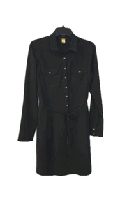 Eddie Bauer Gray Shirt Dress Size Medium Removable Belt Full Button Front Pocket - Picture 1 of 6