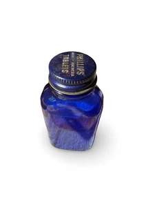 Tabletas Phillips Milk of Magnesia originales vintage botella de vidrio azul cobalto  - Imagen 1 de 5