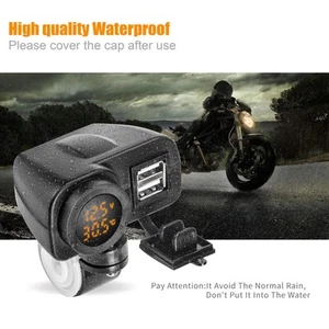 Motorrad Dual USB Voltmeter Ladegerät Multifunktions Temperatur Meter Mit - Zdjęcie 1 z 23
