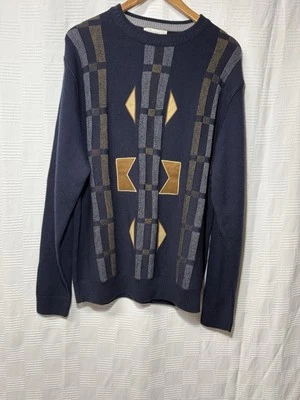 Suéter Turnbury 100% Lana Merino Hombres L Retazos Patrón Azteca Abuelo Occidental Foto 1 de 4