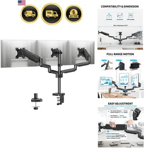 Triple Monitor Stand Mount Desk Mount for 17-27 inch Monitors Heavy Duty - Picture 1 of 10