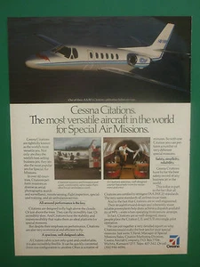 10/1986 PUB CESSNA CESSNA CITATION AIRCRAFT SPECIAL AIR MISSIONS ORIGINAL AD - Picture 1 of 1