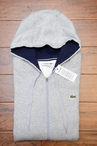 Lacoste Sport SH7609 Mens Full Zip Gray Fleece Cotton Hooded Jacket Hoodie 4XL 9 - Picture 1 of 7