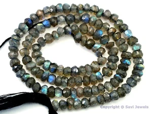 LABRADORITA 4-4,5 mm Micro Facetado Rondelle Cuentas 14" Str-A++ Gran Calidad - Imagen 1 de 2