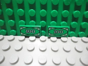 Lego 2 Piastrella Stampata Verde 1x2 banconota da 100€ - Foto 1 di 1